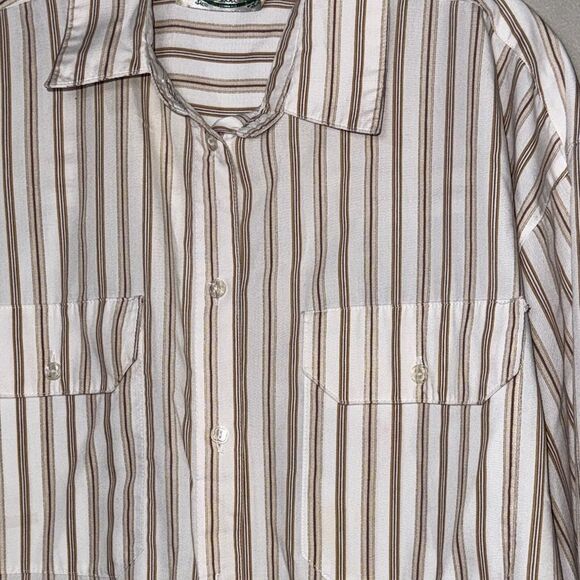 Vintage Separate Issue Brown and White Striped Casual Shirt - Picture 6 of 10